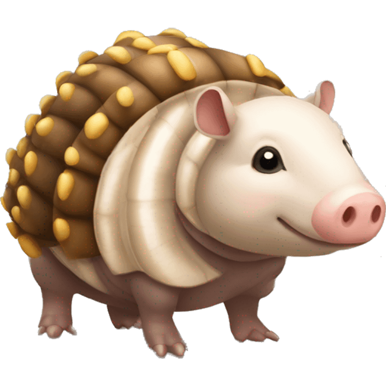  Brown and white piebald chubby round armadillo pig panda centipede armadillo wearing a crown emoji