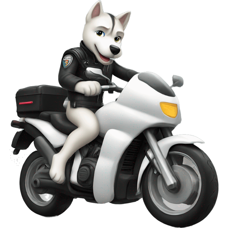 White husky riding motorcycle  emoji