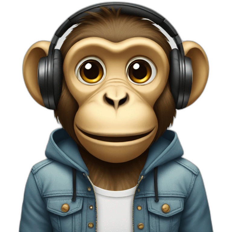 monkey with headphones and cup emoji