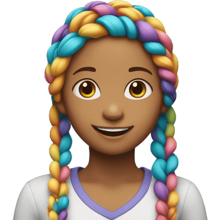 smiling girl with multicolored braids  emoji