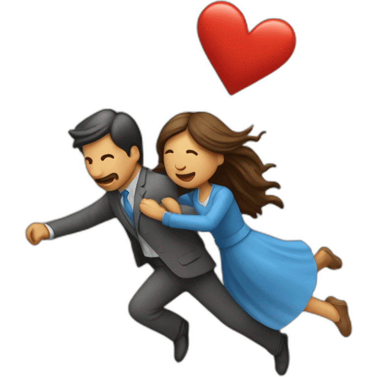 Un hombre y una mujer volando en el emoji de el cohete y un corazón emoji