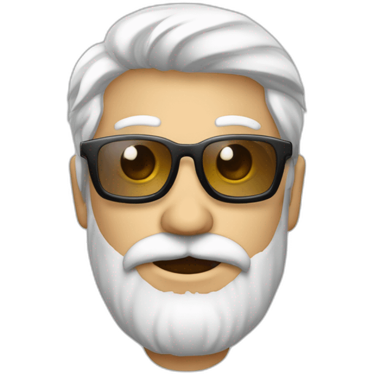 hombre blanco calvo con barba corta blanca y gafas metálicas emoji