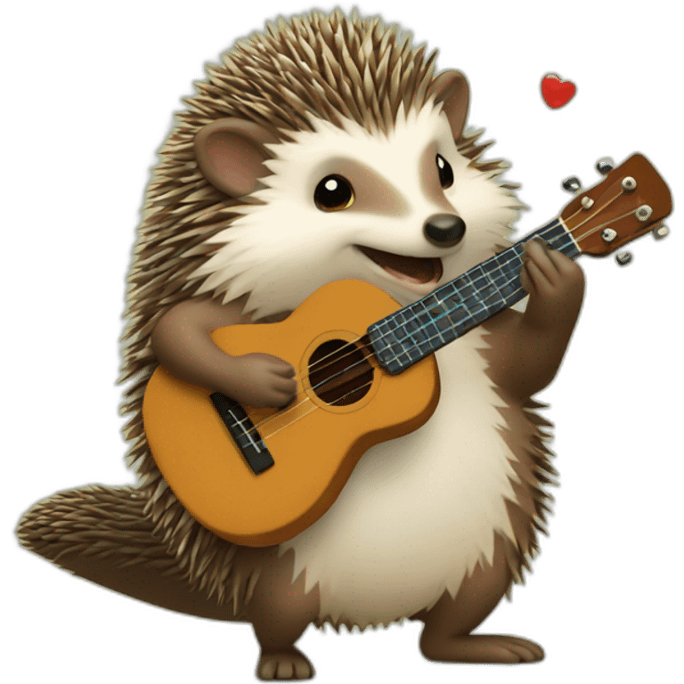 A hedgehog playing the ukulele emoji