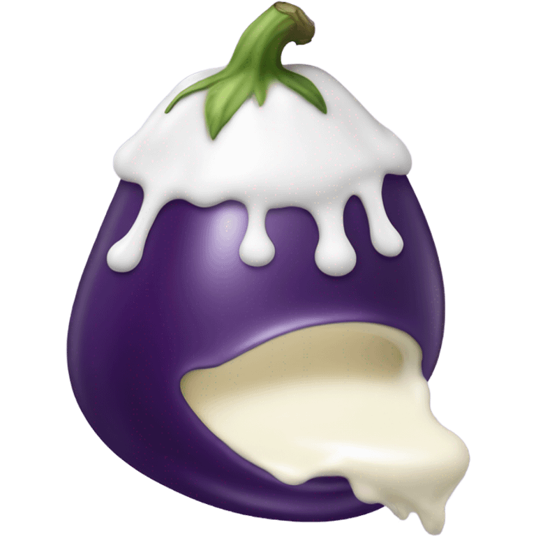 Milk coming out of an eggplant emoji