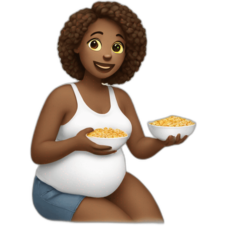 White Pregnant woman eating cereal emoji