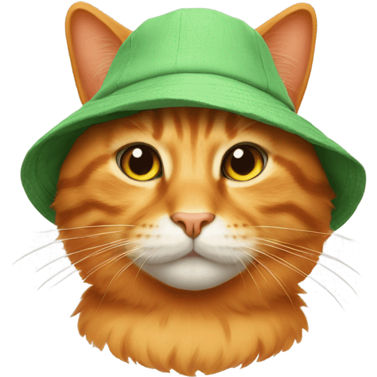 Orange cat wearing a bucket hat emoji