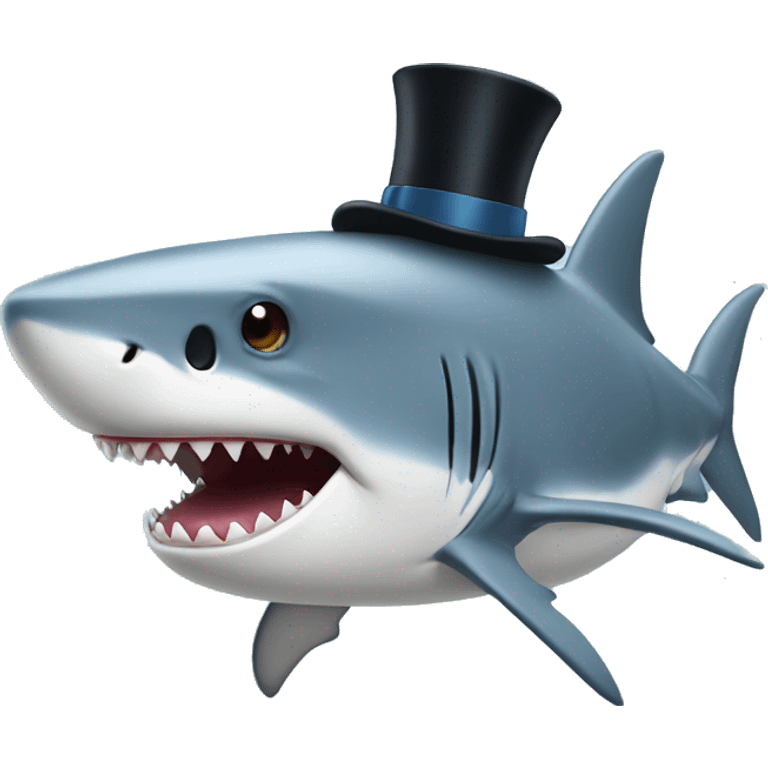 Shark with a top hat emoji