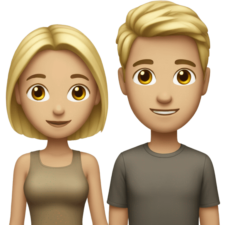 Couple with a withe boy brown hair and blonde girl emoji