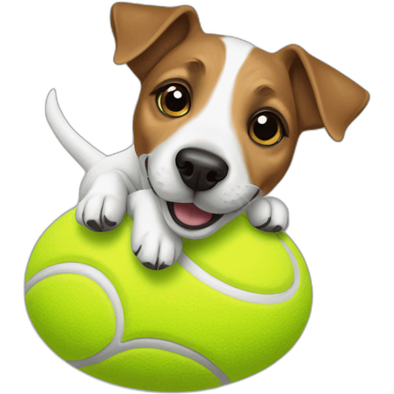 jack russell playing with tennis ball emoji