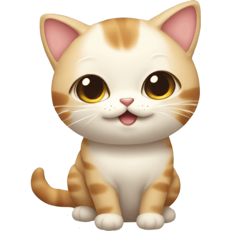 Emoji of a Mofusan-style cat dressed as a cute animal, with a big head, soft colors, and an adorable, playful expression emoji