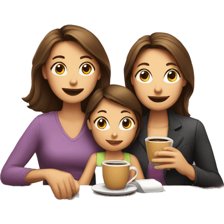 Drinking coffee with mom and daugther emoji