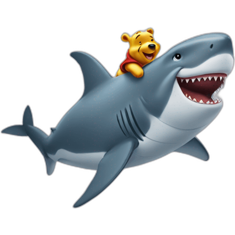 smirking winnie the pooh on a shark emoji