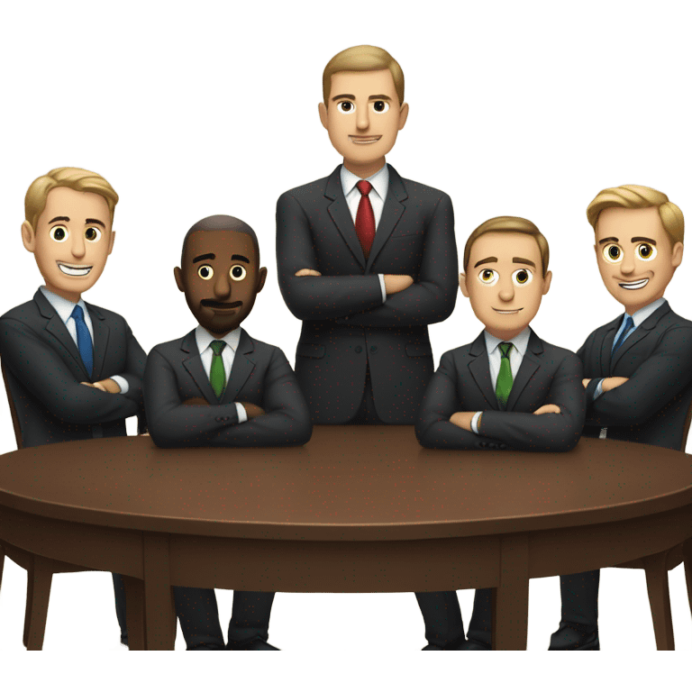 6 Caucasian men in suits sitting at a round table emoji