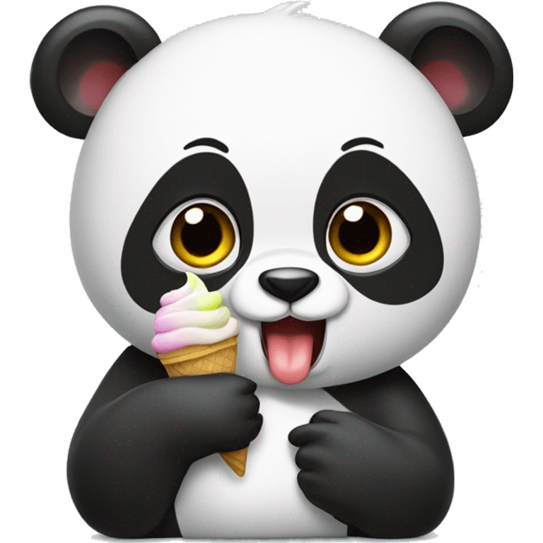 Panda eating ice cream emoji