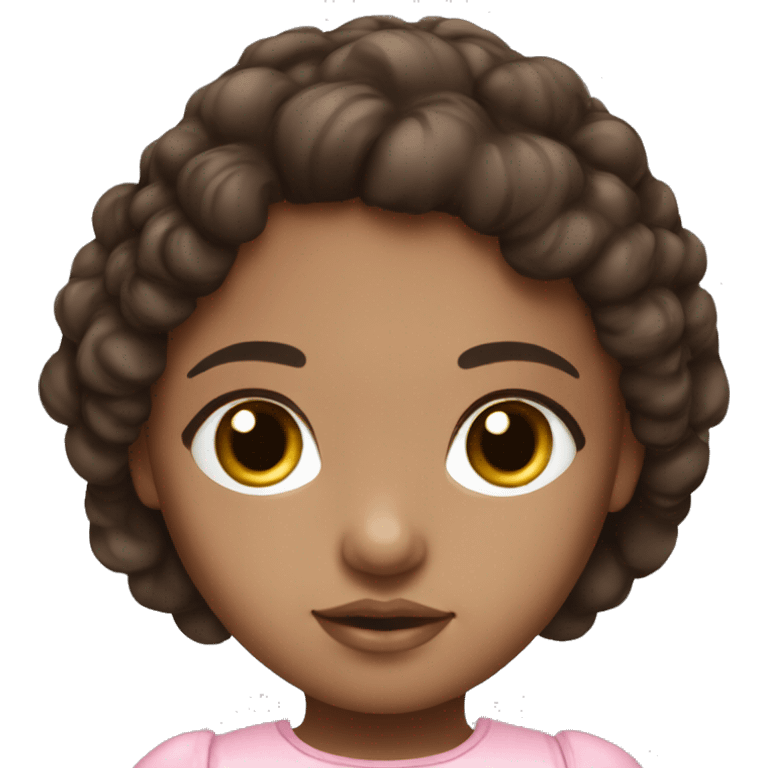 Brown doll eyes, dark brown hair, feminine, pink, girl, angelic emoji