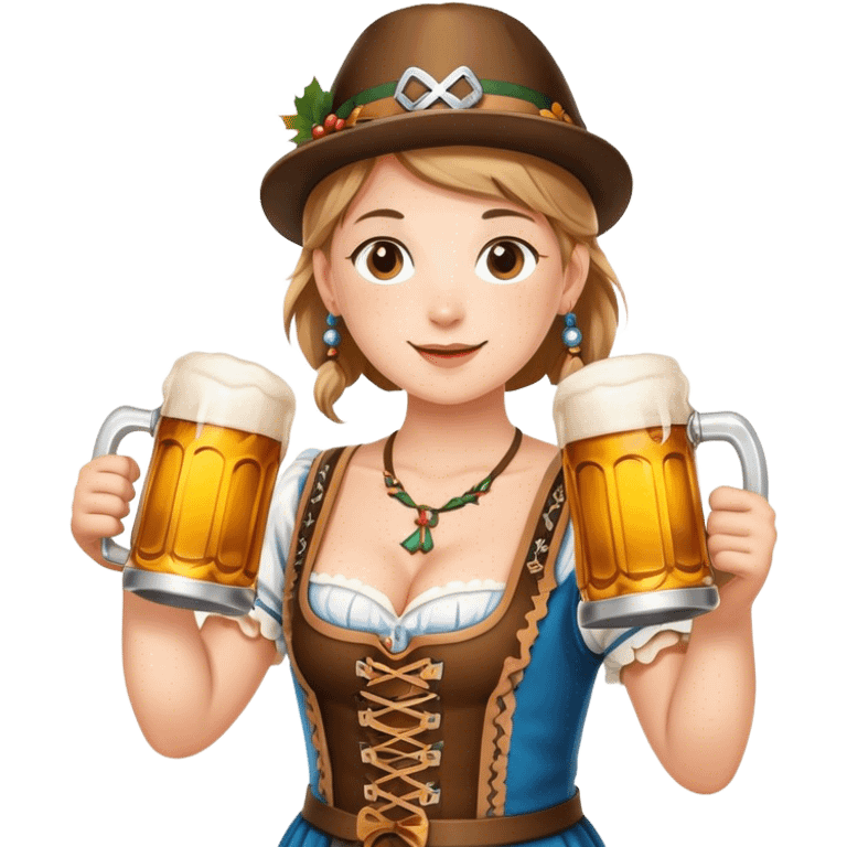 Cinematic Realistic Oktoberfest Pop Culture Emoji, depicting a vibrant celebration with beer, music, and traditional costumes rendered with dynamic textures and festive lighting. emoji