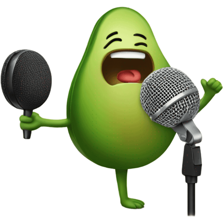 Avocado singing with microphone emoji