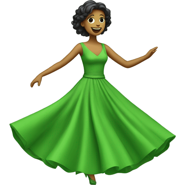 green frock dancing lady emoji