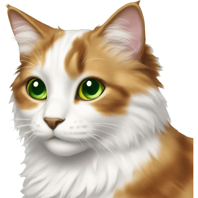  fluffy white calico cat with green eyes emoji