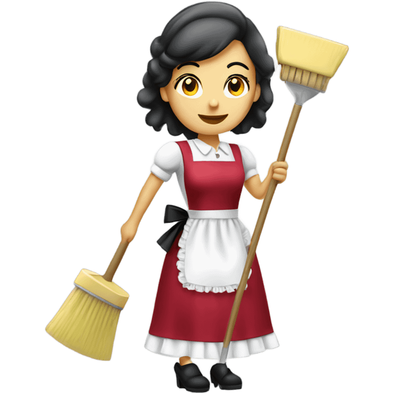 French maid cleaning house emoji