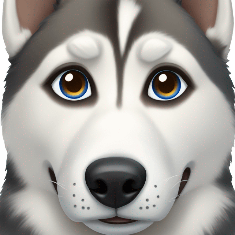 husky with blue and brown eye emoji