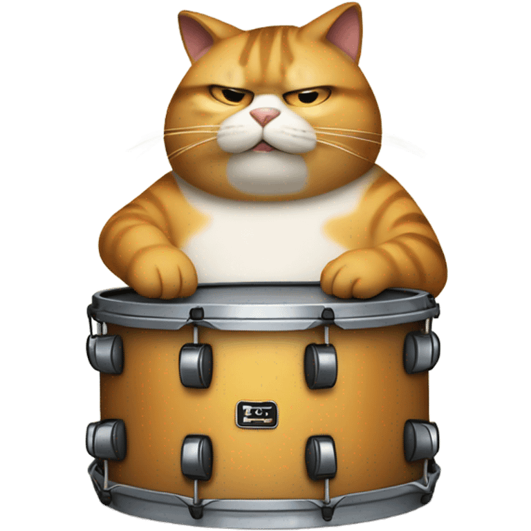 Incredibly fat cat, playing the drums emoji