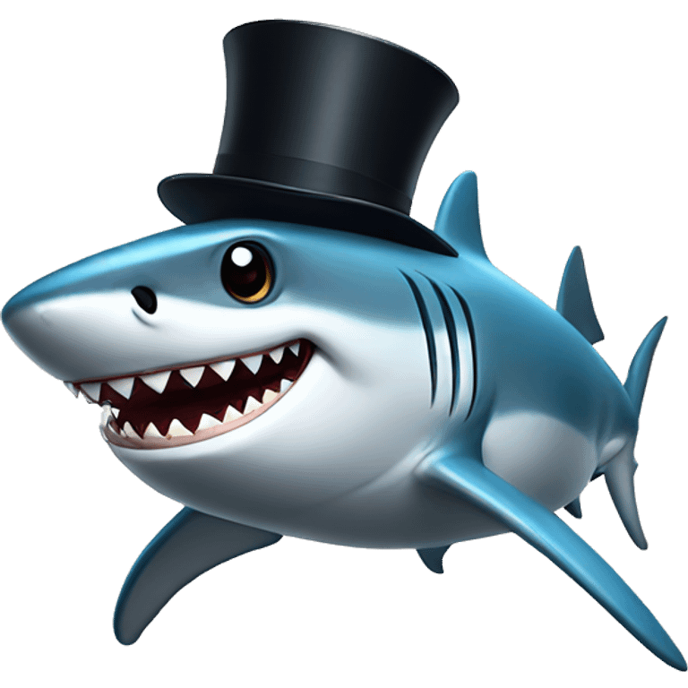 Shark with a top hat emoji