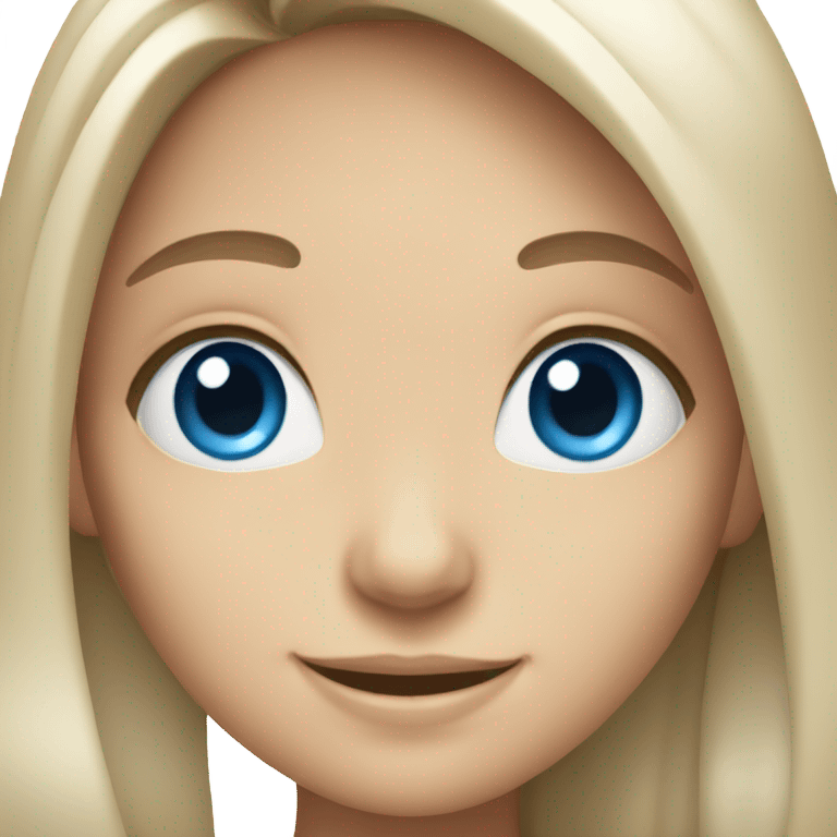 Blue eyes smiling girl with long hair emoji