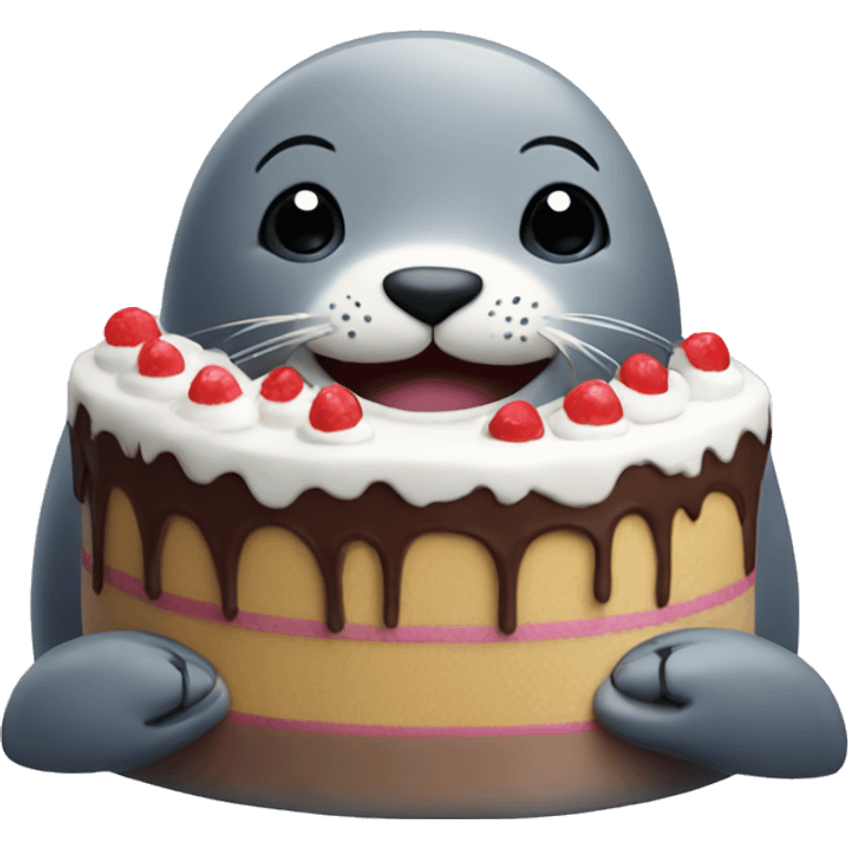 happy seal with cake emoji