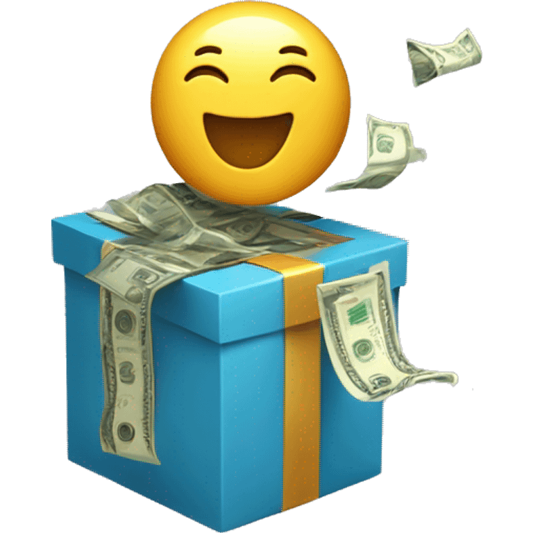 Money flying out of present box emoji