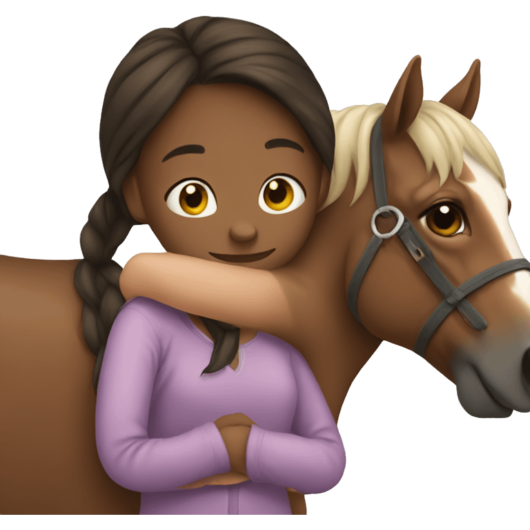 girl hugging horse emoji