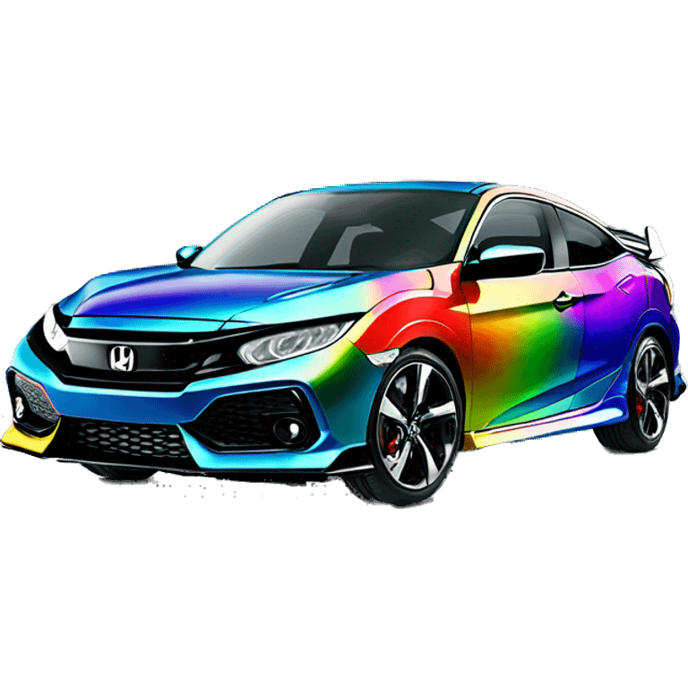 a rainbow chrome honda civic emoji