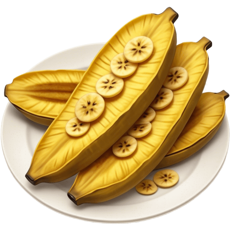 Cinematic Realistic Patacones Dish Emoji, depicted as twice-fried plantain slices with a crispy exterior rendered with detailed textures and dynamic, inviting lighting. emoji