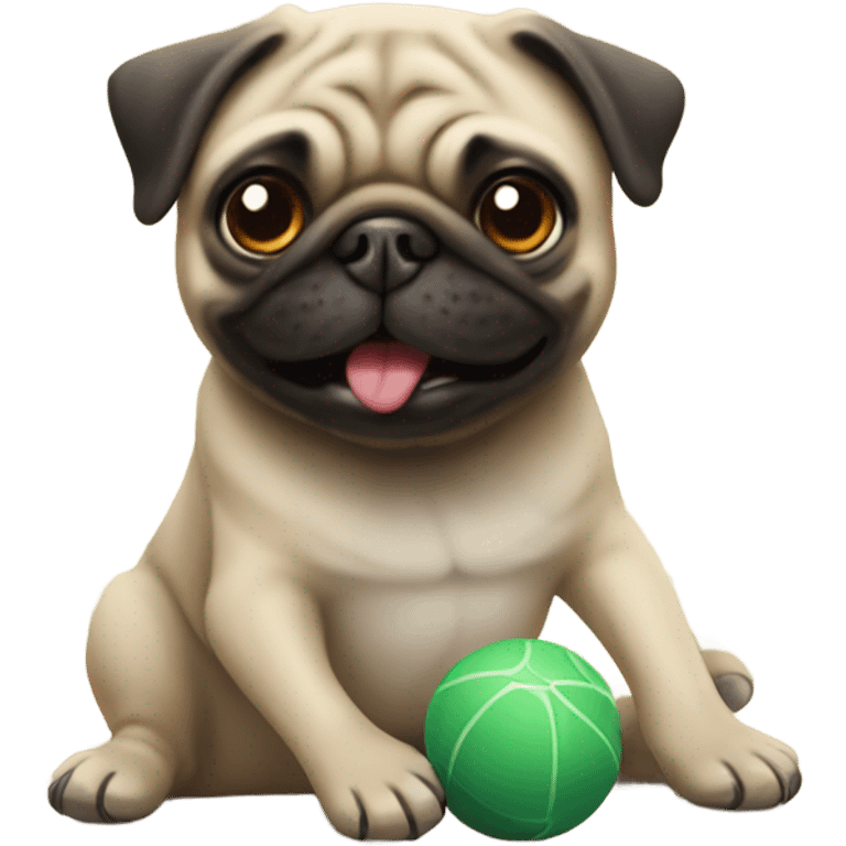 Pug playing with a ball emoji