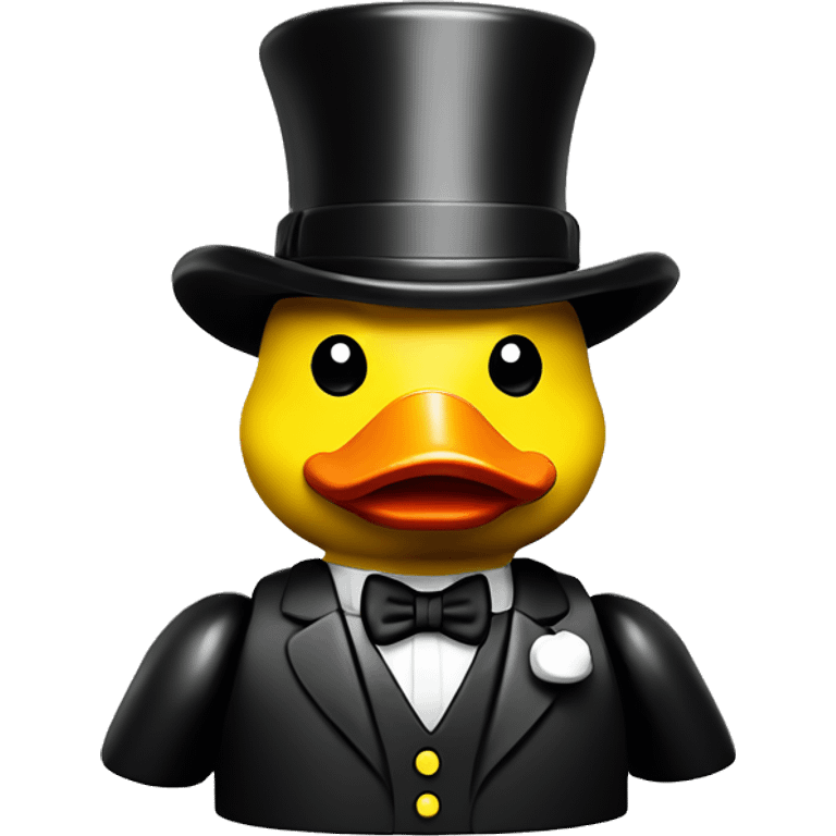 yellow rubber duck with top hat building lego emoji