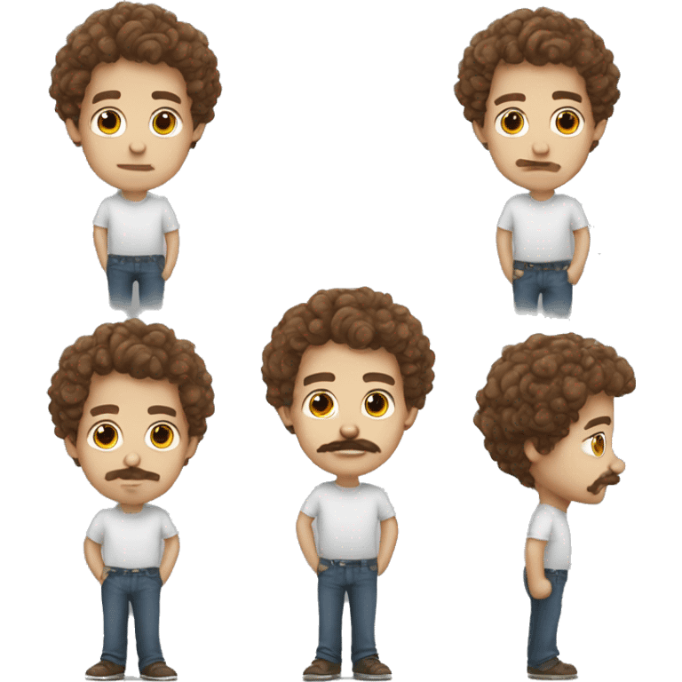 white boy with brown curly hair and a mustache  emoji