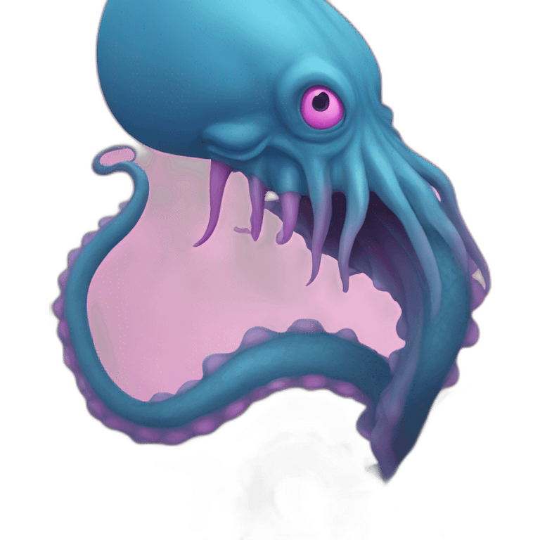 a blue kraken fighting  has another pink kraken emoji