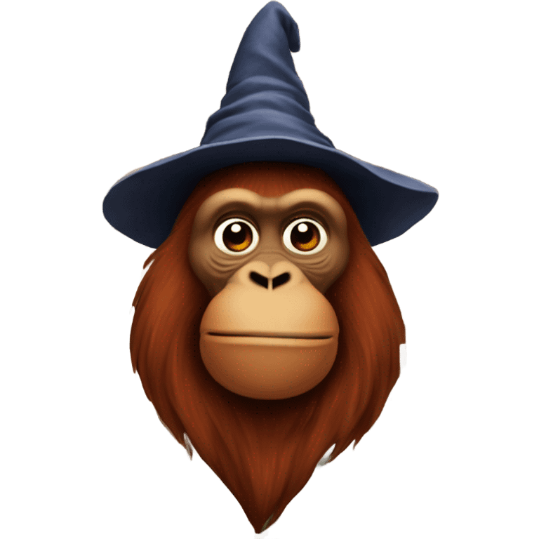 Orangutan wizard in a library emoji