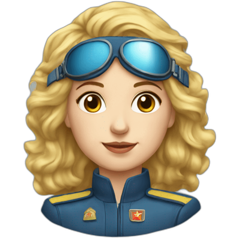 Soviet female pilot golden hair blue ayes emoji