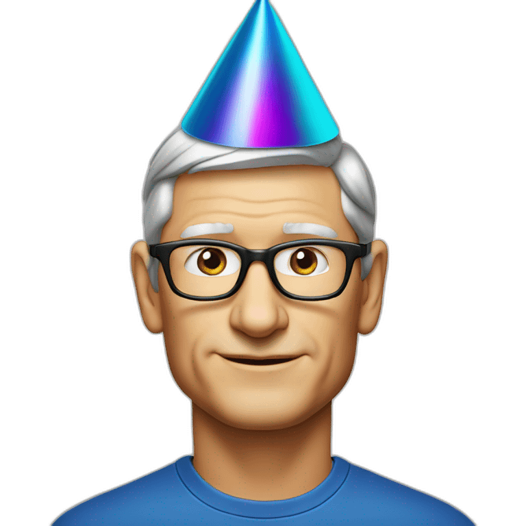 Tim Cook with party hat emoji