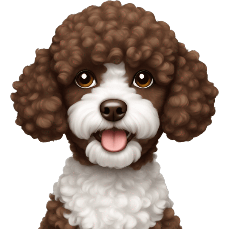 Chocolate brown and white toy poodle emoji