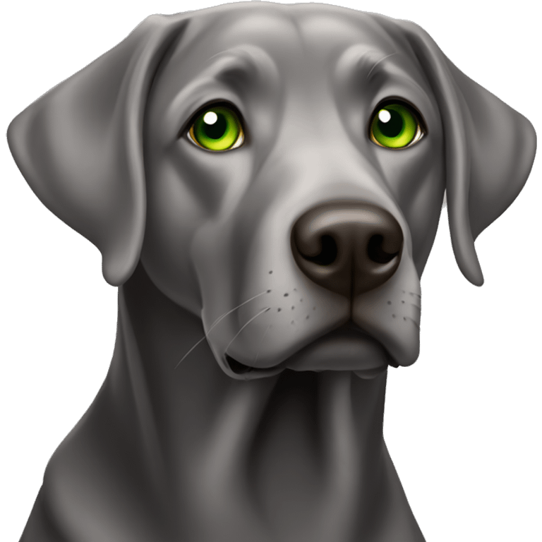 Grey Labrador with green eyes emoji