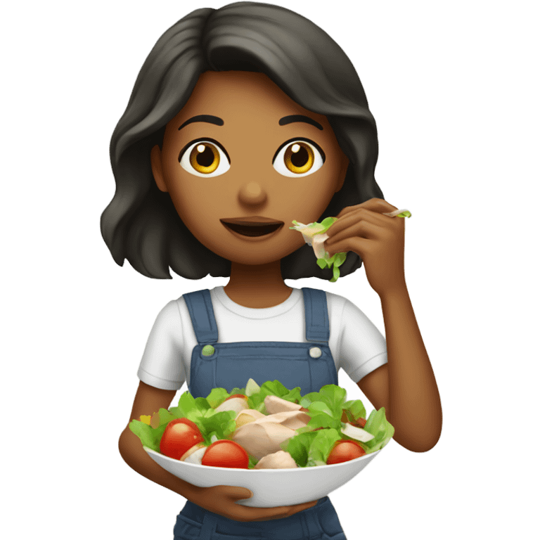 girl eating salad with chicken  emoji