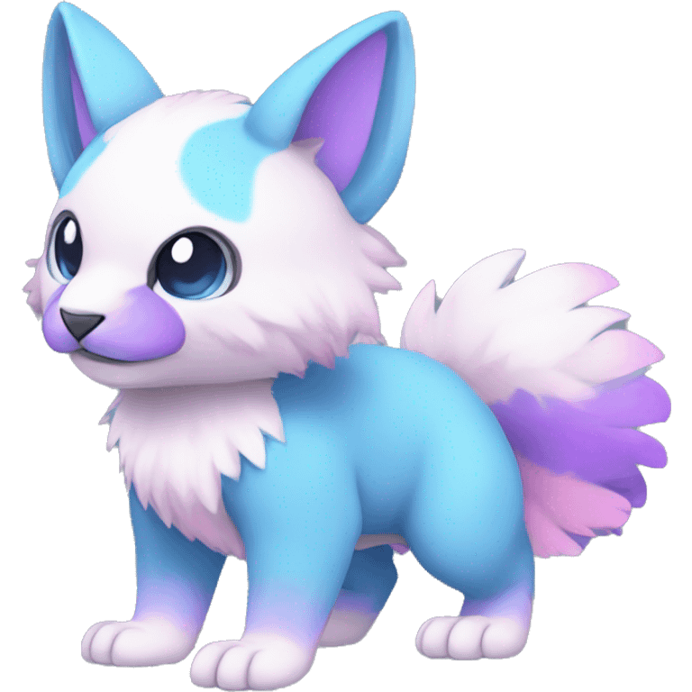 Cute cool white blue purple pink animal hybrid Fakemon full body emoji