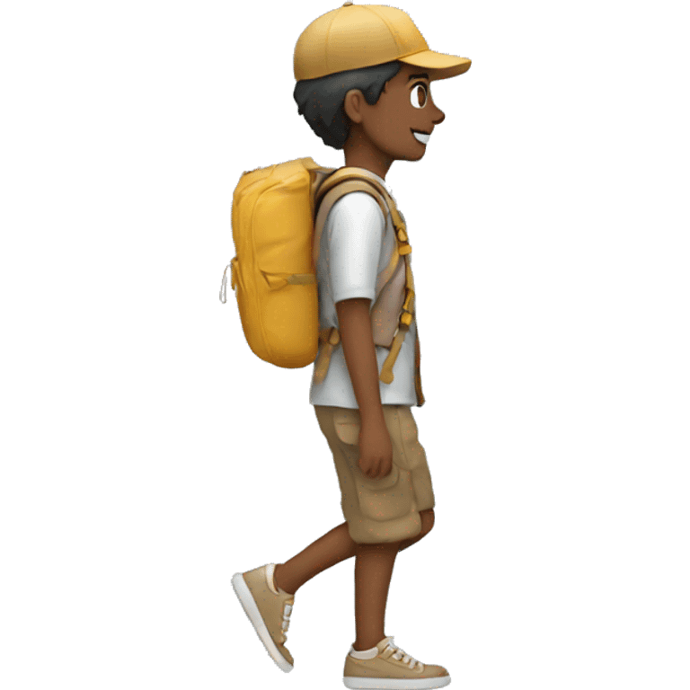 young tourists walking lateral view emoji