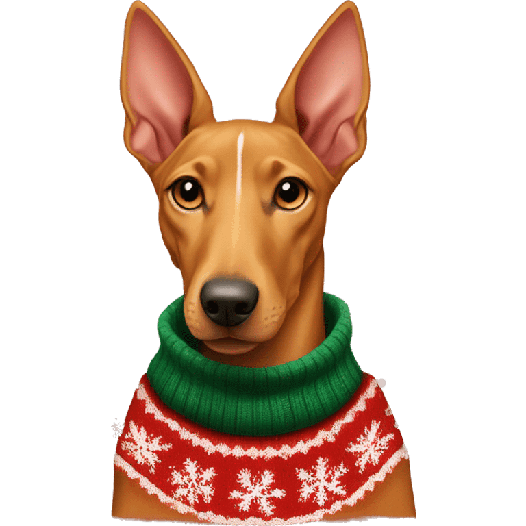 Pharaoh Hound wearing christmas Sweater  emoji