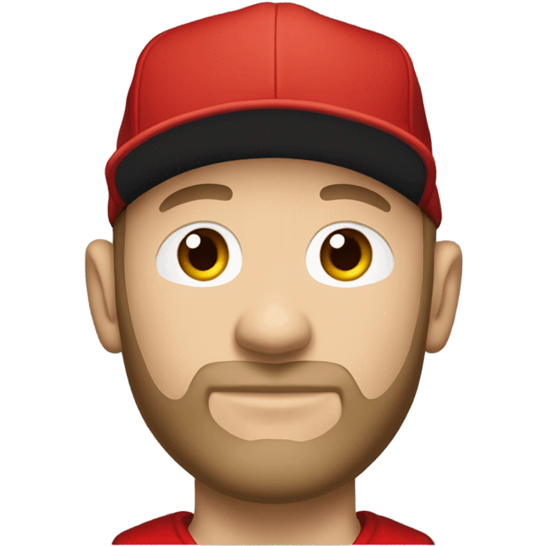 Fred durst in red from 1999 with a red backwards newera fitted emoji