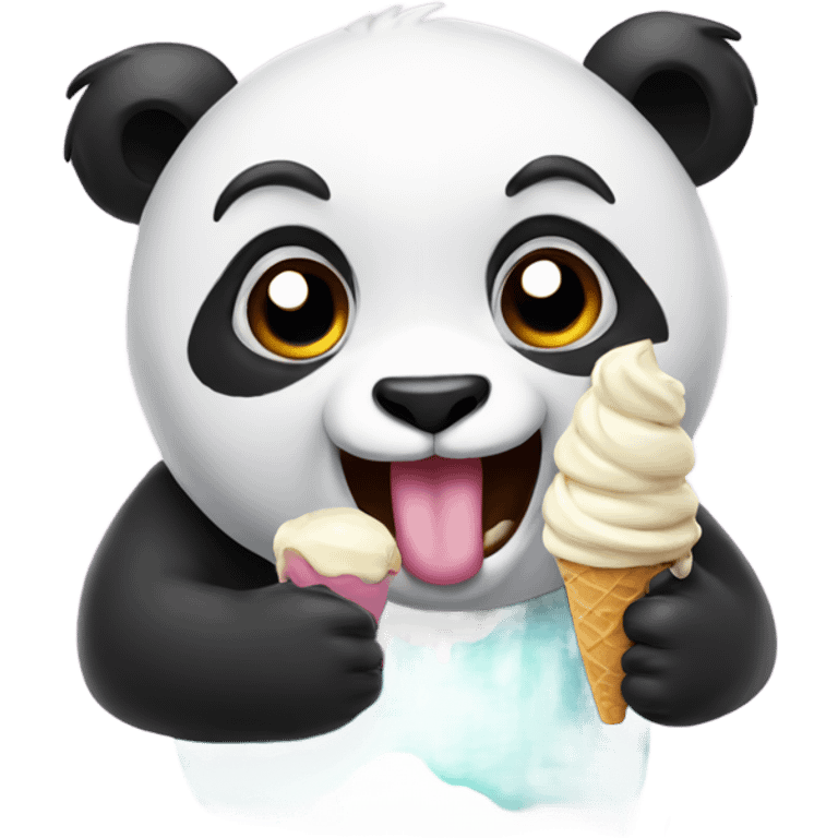 Panda eating ice cream emoji