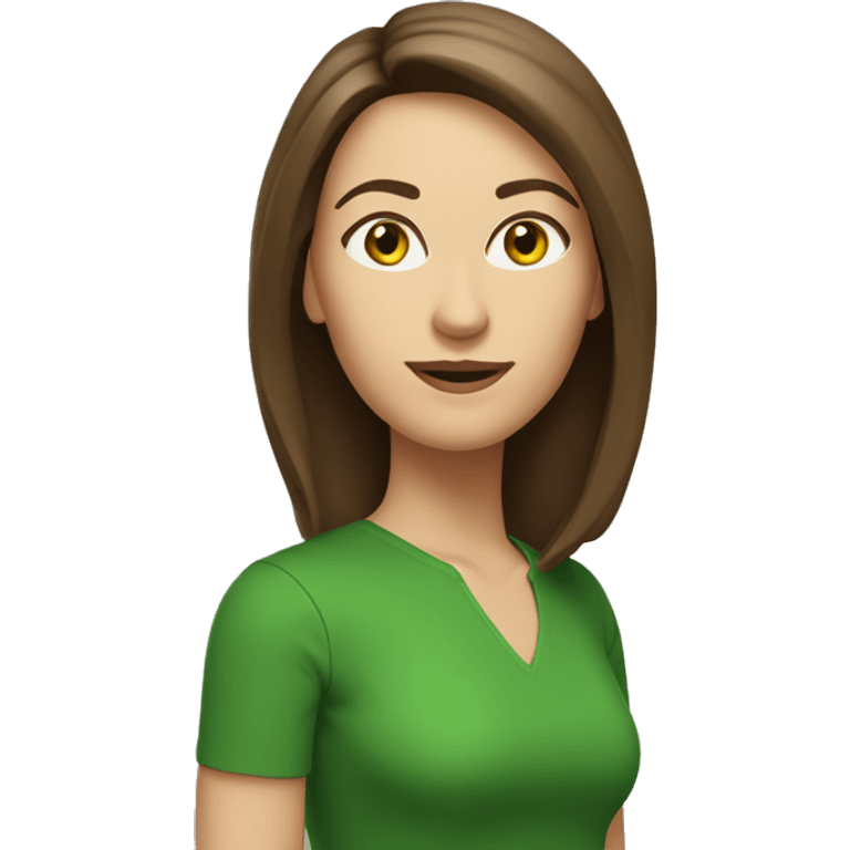 pretty middle age woman with kelly green eyes and shoulder length straight brown hair casual emoji