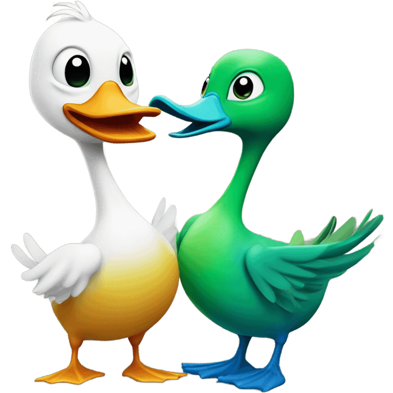 Duck fighting alien emoji